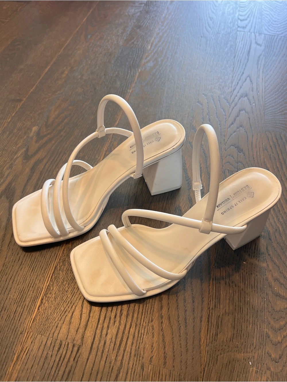 Call It Spring White Strappy Block Heel Sandals